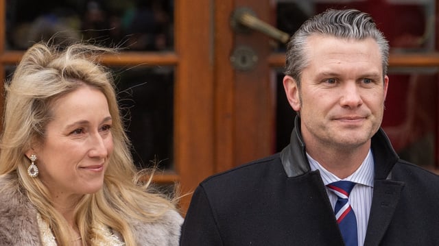 The US Secretary of Defense, Pete Hegseth and wife Jennifer Rauchet Hegseth.