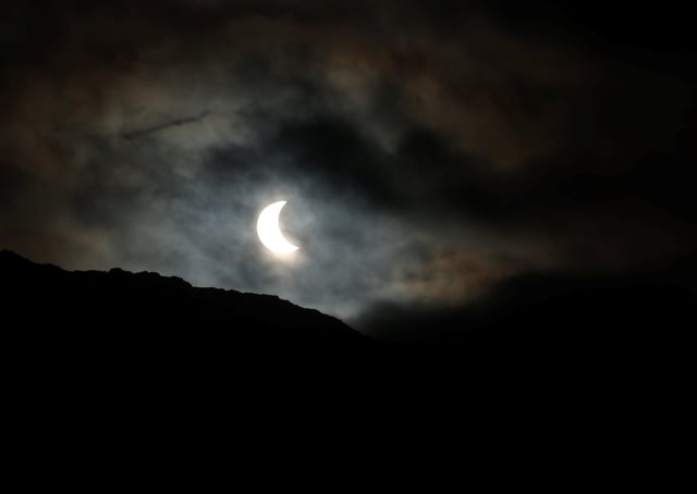 A view of a partial solar eclipse from Nuuk, Greenland on March 29, 2025.