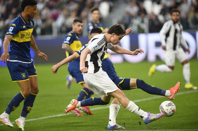 Soccer Football - Serie A - Juventus v Genoa - Allianz Stadium, Turin, Italy - March 29, 2025 Juventus' Kenan Yildiz scores their first goal REUTERS/Massimo Pinca
