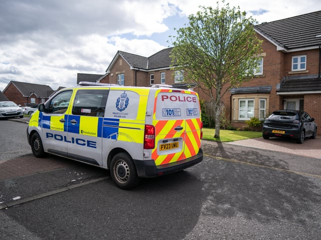 GLASGOW, SCOTLAND - APRIL 19: A police van is seen driving past the home of Peter Murrell on April 19, 2024 in Glasgow, Scotland. Peter Murrell, husband of former First Minister of Scotland Nicola Sturgeon and Chief Executive of the Scottish National Party (SNP), has been charged with embezzlement of SNP funds. (Photo by Peter Summers/Getty Images)
