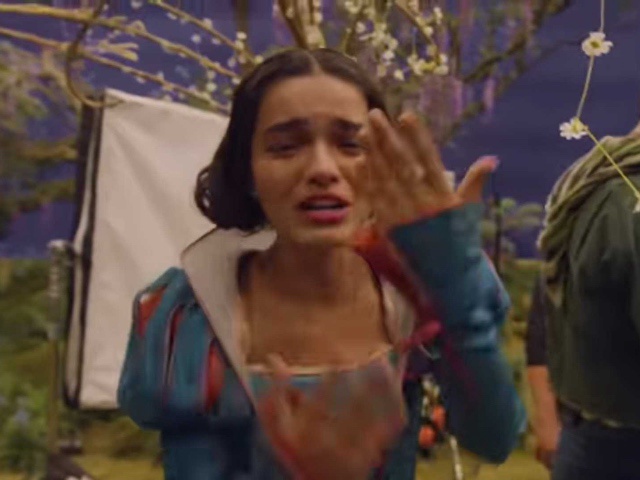 Rachel Zegler in behind the scenes footage of Snow White by Disney.