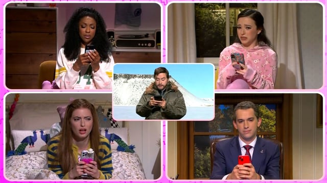 (From left) Ego Nwodim, Bowen Yang, Mikey Madison, Sarah Sherman and Andrew Dismukes on 'SNL.'