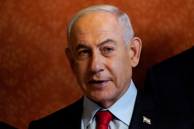 Israeli Prime Minister Benjamin Netanyahu looks on, as he meets with members of the U.S. Congress at the Capitol in Washington, U.S., February 6, 2025. REUTERS/Kent Nishimura/File Photo