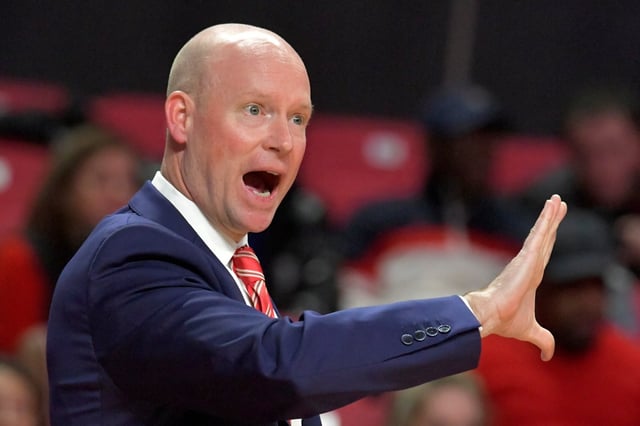 Dec. 6, 2023: Maryland Head Coach Kevin Willard reacts to a play by his young team during a game in which the Terps beat Penn State in overtime, 81-75. (Amy Davis/Staff photo)