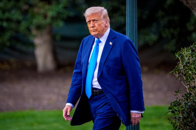 Donald Trump on the South Lawn of the White House on March 28, 2025.