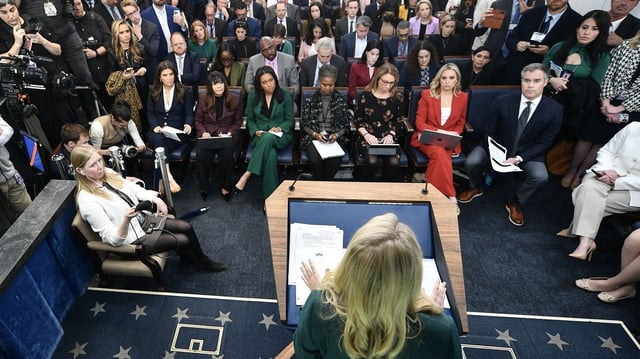 White House Press Secretary Karoline Leavitt briefs on Wednesday. Photo: AFP via Getty Images