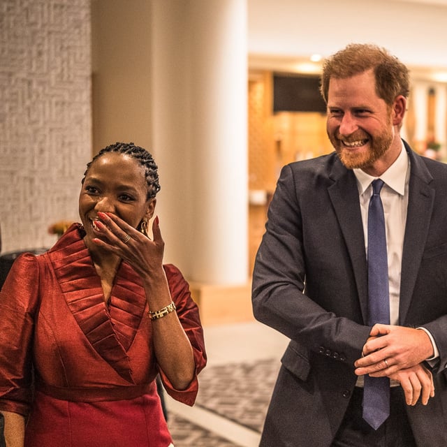 Sophie Chandauka and Prince Harry at a Sentebale reception in South Africa in 2024