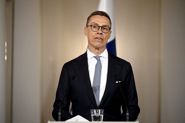 Finnish President Alexander Stubb speaks during a press conference at the summit of the Baltic Sea NATO countries, at the Presidential Palace in Helsinki, Finland January 14, 2025.  Lehtikuva/Antti Aimo-Koivisto via REUTERS/File Photo