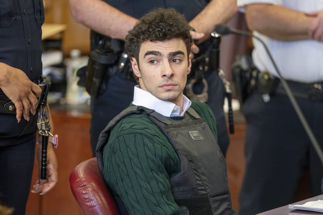 Luigi Mangione, accused of fatally shooting the UnitedHealthcare CEO Brian Thompson in New York City and leading authorities on a five-day search is scheduled, appears in court for a hearing, Friday, Feb. 21, 2025, in New York.