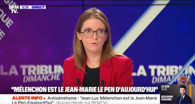 Antisémitisme: Aurore Bergé compare Jean-Luc Mélenchon à Jean-Marie Le Pen