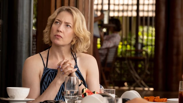 Carrie Coon's character in The White Lotus was supposed to have a non-binary or trans child.
