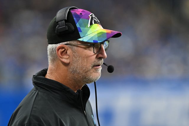 Oct 8, 2023; Detroit, Michigan, USA; Carolina Panthers head coach Frank Reich watches their game against the Detroit Lions from the sidelines in the second quarter at Ford Field. Mandatory Credit: Lon Horwedel-USA TODAY Sports/File photo