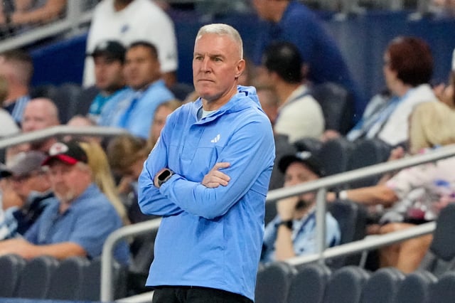 Sep 21, 2024; Kansas City, Kansas, USA; Sporting Kansas City head coach Peter Vermes watches play against Minnesota United during the first half at Children's Mercy Park. Mandatory Credit: Denny Medley-Imagn Images/File Photo