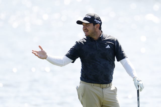 Alejandro Tosti of Argentina reacts on the 18th hole during the first round of THE PLAYERS Championship on the Stadium Course at TPC Sawgrass on March 13, 2025 in Ponte Vedra Beach, Florida.