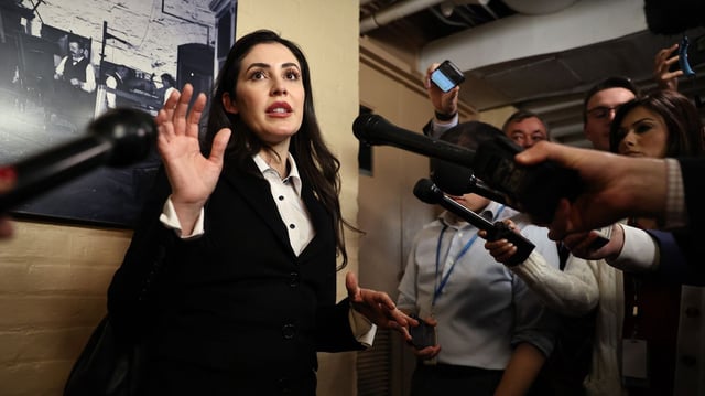 Rep. Anna Paulina Luna speaks to reporters in the basement of the U.S. Capitol on Dec. 20, 2024. Photo: Chip Somodevilla/Getty Images
