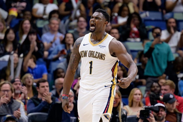 Mar 11, 2025; New Orleans, Louisiana, USA; New Orleans Pelicans forward Zion Williamson (1) reacts after a dunk against the Los Angeles Clippers during the fourth quarter at Smoothie King Center. Mandatory Credit: Matthew Hinton-Imagn Images/File Photo