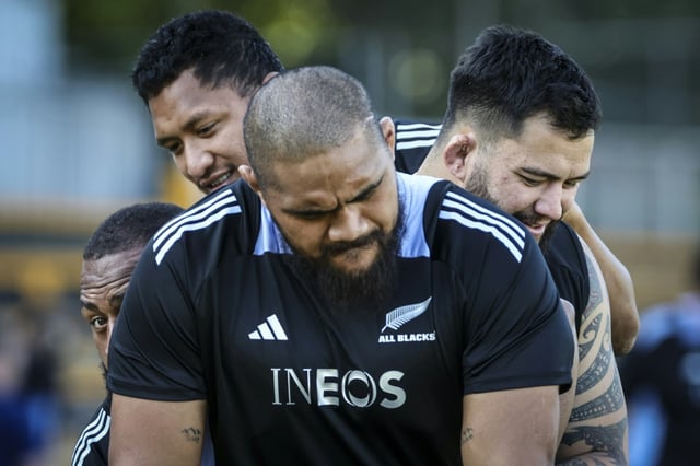New Zealand All Blacks players train in Ineos-sponsored kit last year ahead of playing Australia in Sydney