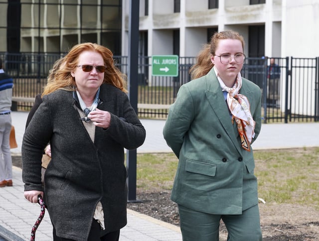 Asa Ellerup and her daughter Victoria Heuermann attend the FRYE hearing for Rex Heuermann on March 28, 2025 at the Suffolk County Criminal Court in Riverhead, New York.