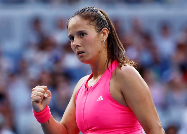 Tennis - Australian Open - Melbourne Park, Melbourne, Australia - January 20, 2025 Russia's Daria Kasatkina reacts during her fourth round match against Emma Navarro of the U.S. REUTERS/Tingshu Wang/File Photo