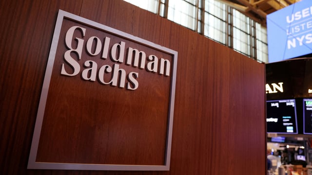 The logo for Goldman Sachs is seen.