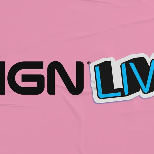The IGN Live logo on a pink background.