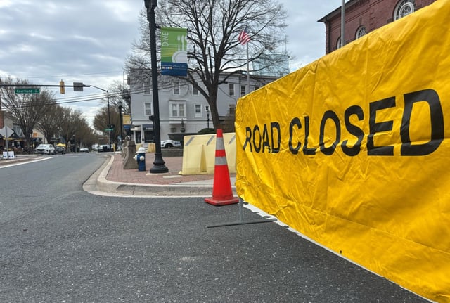 Bel Air Police closed Courtland and Office streets near the Harford County Circuit Courthouse as the trial for Rachel Morin’s suspected killer began on Monday morning. (Brennan Stweart/Staff)