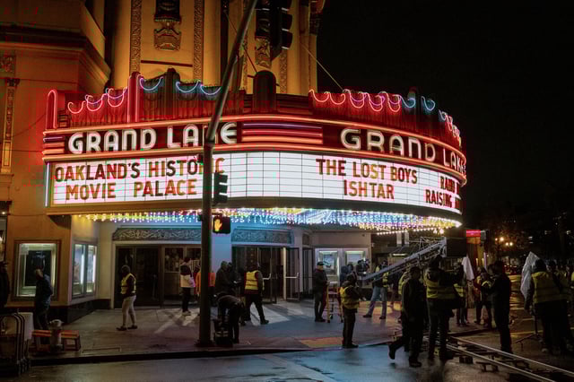 The Grand Lake Theater in Oakland featured in “Freaky Tales.”