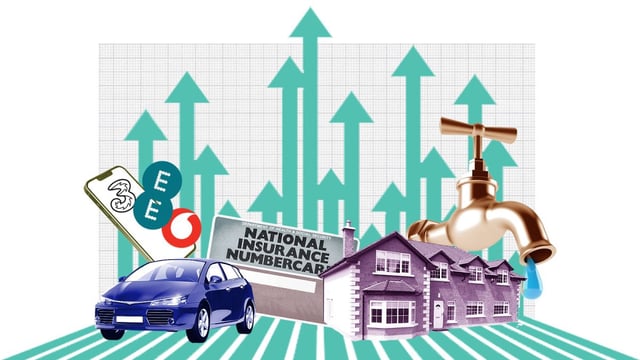 Car tax, water bills, stamp duty and the cost of a mobile phone contract are all going up in April, while employers will pay more national insurance