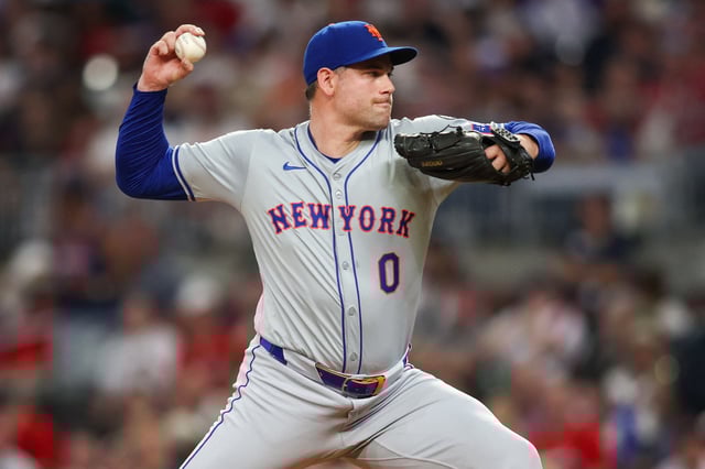 Sep 24, 2024; Atlanta, Georgia, USA; New York Mets relief pitcher Adam Ottavino (0) throws against the Atlanta Braves in the seventh inning at Truist Park. Mandatory Credit: Brett Davis-Imagn Images/File photo