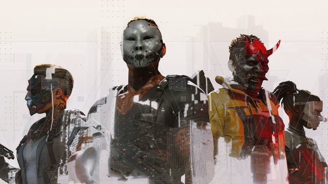 Four heisters standing together
