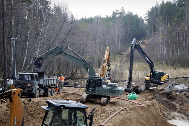 A rescue operation for missing U.S. soldiers at Pabrade training ground in Lithuania on March 28, 2025.