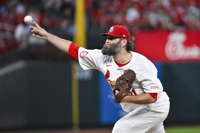 Sep 17, 2024; St. Louis, Missouri, USA;  St. Louis Cardinals starting pitcher Lance Lynn (31) pitches against the Pittsburgh Pirates during the second inning at Busch Stadium. Mandatory Credit: Jeff Curry-Imagn Images/File Photo