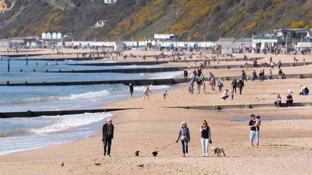 Sunshine brought people to Bournemouth beach at the weekend