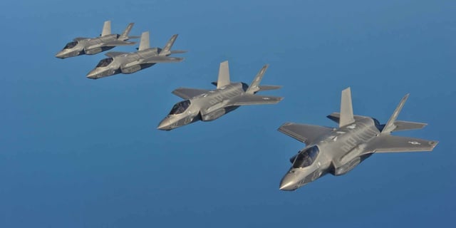 The Lockheed Martin F-35 Lightning II in flight.