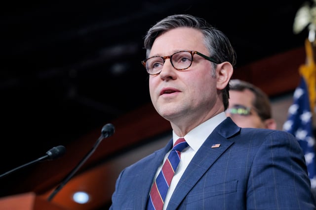 House Speaker Mike Johnson, R-La., at the U.S. Capitol on April 1, 2025.