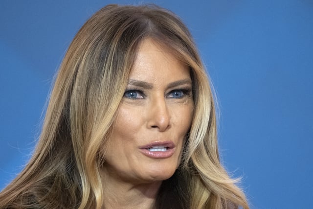 First lady Melania Trump speaks during the International Women of Courage award ceremony, Tuesday April 1, 2025, at the State Department in Washington. (AP Photo/Jacquelyn Martin)