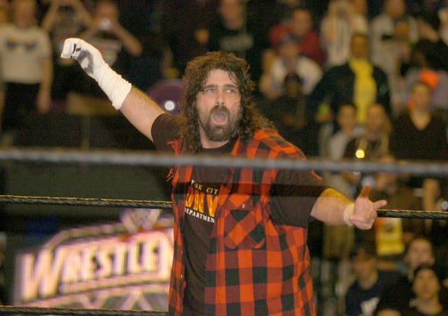 Mick Foley with Mr. Socko at WrestleMania XX.
