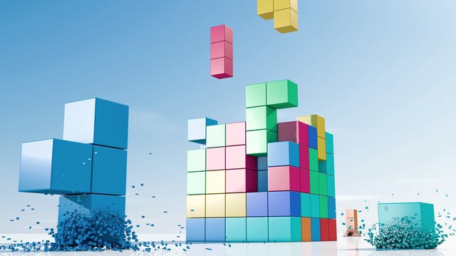 A visualisation of Tetris blocks falling.