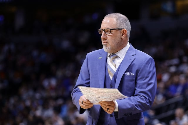 Mar 22, 2025; Denver, CO, USA; Texas A&M Aggies head coach Buzz Williams during the first half in the second round of the NCAA Tournament  at Ball Arena. Mandatory Credit: Isaiah J. Downing-Imagn Images/File Photo