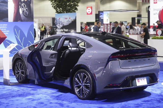 FILE - The new Toyota Prius 2024 on display at the AutoMobility LA Auto Show, Nov. 16, 2023, in Los Angeles. (AP Photo/Damian Dovarganes, File)