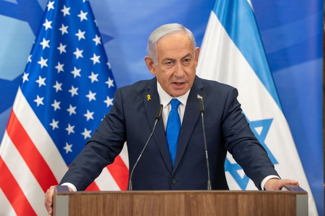 Israeli Prime Minister Benjamin Netanyahu attends a joint press conference with U.S. Secretary of State Marco Rubio at the Prime Minister's office in Jerusalem, February 16, 2025. Ohad Zwigenberg/Pool via REUTERS/File Photo