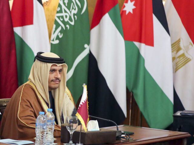 Qatar's prime minister and foreign minster Mohammed Bin Abdulrahman Al Thani attend sa meeting of Arab League foreign ministers in Cairo, Egypt, Saturday, Feb. 1, 2025. (AP Photo/Khaled Elfiqi)