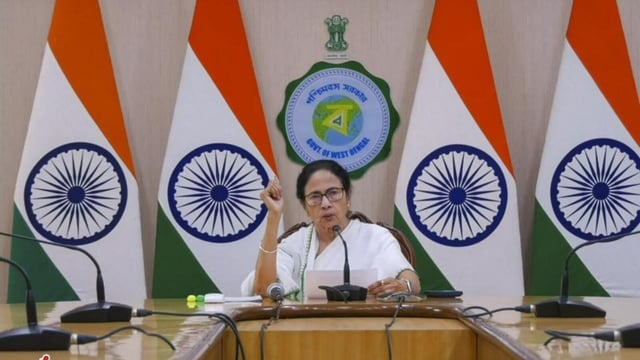 West Bengal chief minister Mamata Banerjee addresses a press conference in Kolkata on Wednesday. (PTI)
