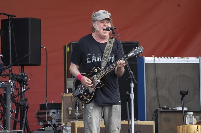 Neil Young performs with Crazy Horse during the New Orleans Jazz &amp; Heritage Festival on Saturday, May 4, 2024, at the Fair Grounds Race Course in New Orleans.