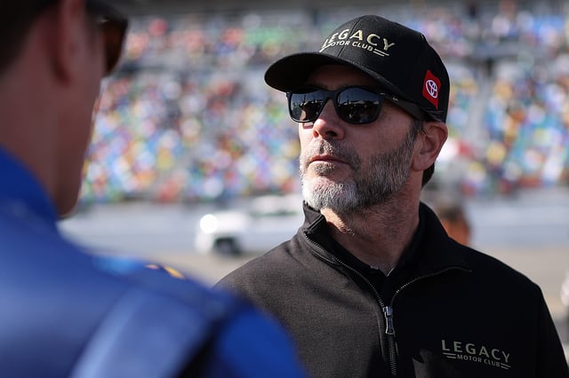 Jimmie Johnson, co-owner of Legacy Motor Club on track prior to the Rolex 24 at Daytona International Speedway on January 25, 2025 in Daytona Beach, Florida.