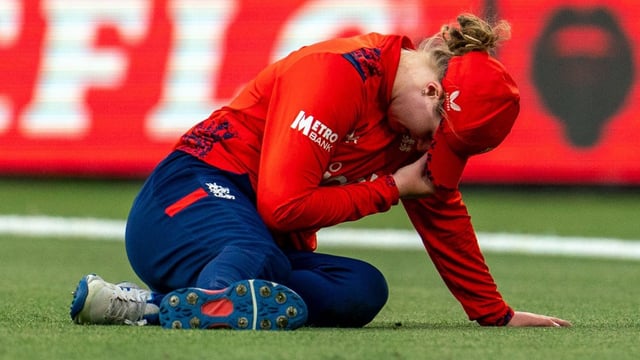 Charlie Dean shows her frustration during the Ashes when England’s discipline in the field and general fitness attracted much criticism