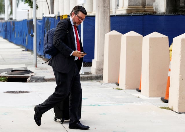 FILE PHOTO: Lawyer Stanley Woodward arrives at the James Lawrence King Federal Justice Building in Miami, Florida, U.S., June 27, 2023. REUTERS/Marco Bello/File Photo