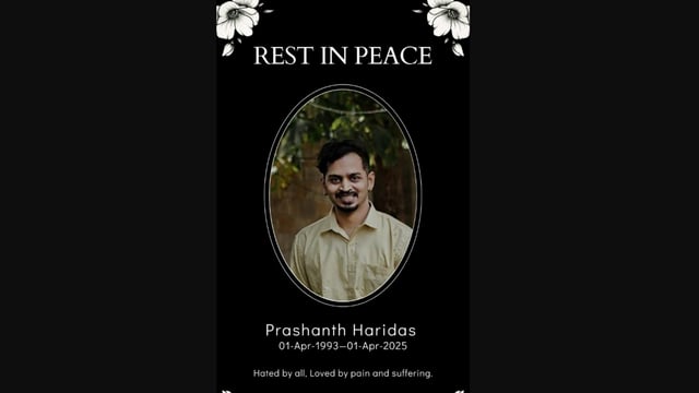Prashanth Haridas from Bengaluru shared an obituary for his job search on LinkedIn after three years of unemployment.