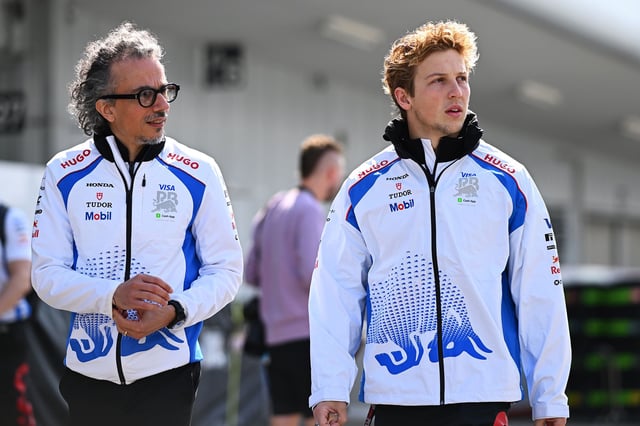 Lawson (right) has been moved to Racing Bulls from Red Bull after crashing out of the Australian Grand Prix before finishing 15th at the Chinese Grand Prix although he moved up to 12th following the disqualification of three drivers.