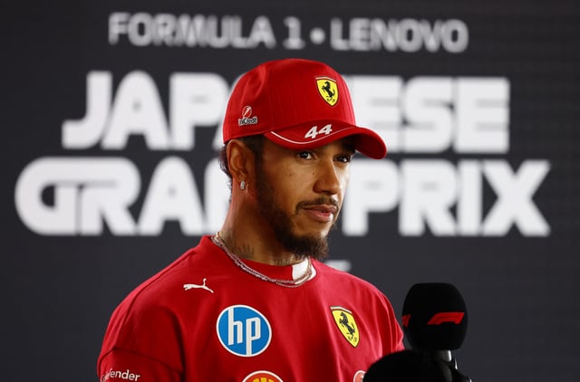 Formula One F1 - Japanese Grand Prix - Suzuka Circuit, Suzuka, Japan - April 3, 2025 Ferrari's Lewis Hamilton during a press conference ahead of the Japanese Grand Prix REUTERS/Issei Kato